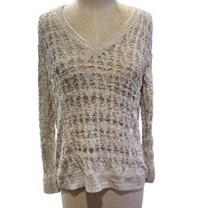 Rag & Bone White Open-Knit V-Neck Sweater – Size Large – Lightweight Luxe Layer